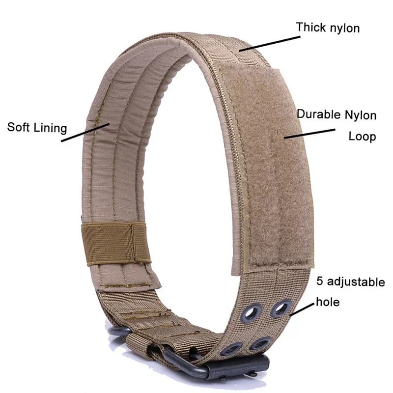 Collare da addestramento per cani da compagnia regolabile tattico militare da lavoro all'aperto Guinzaglio in nylon Fibbia in metallo M-XL