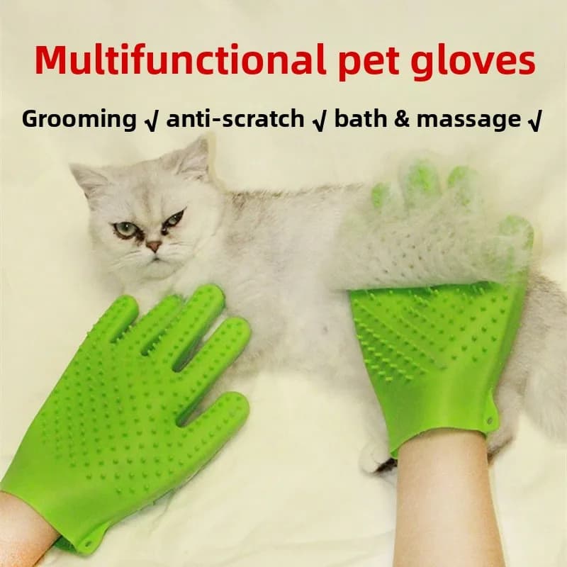 ZHAYAFood grade silicone pet bath gloves stroking cats hair removal artifact, dog cat cleaning bristle bath gloves