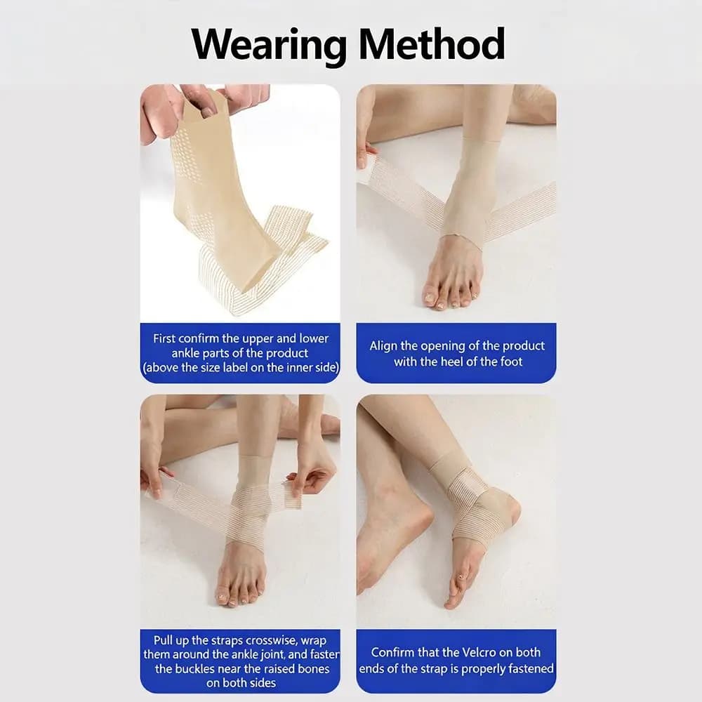 Calze a Compressione per Caviglia con Design Open-Toe, Anti-Entorsione, Traspiranti, Supporto per Caviglia Antiscivolo, Elastico Regolabile