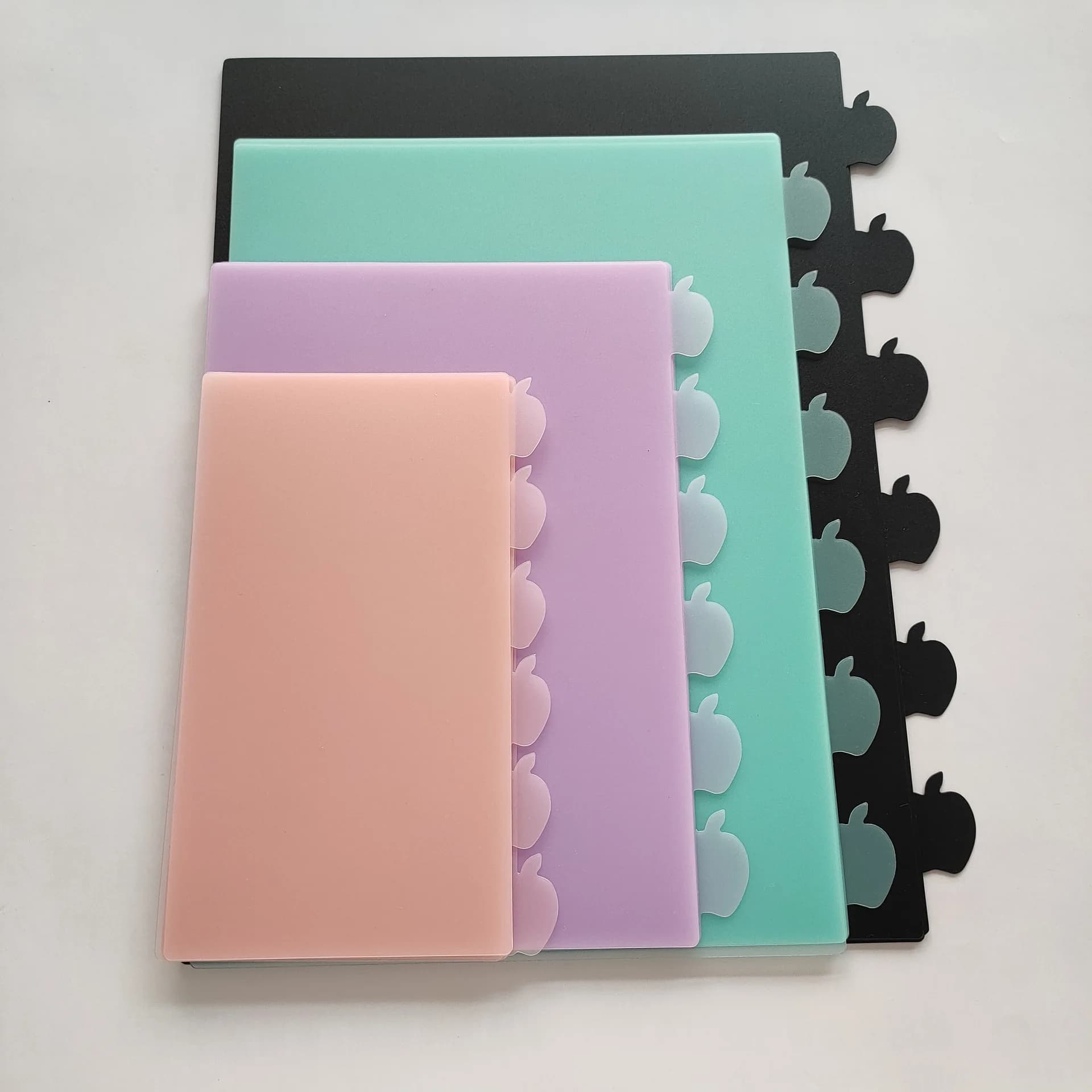 6 pezzi pagina indice partizione Apple quaderno a fogli mobili separatore PP pagina classificazione Notebook Planner Binder Note Print Logo