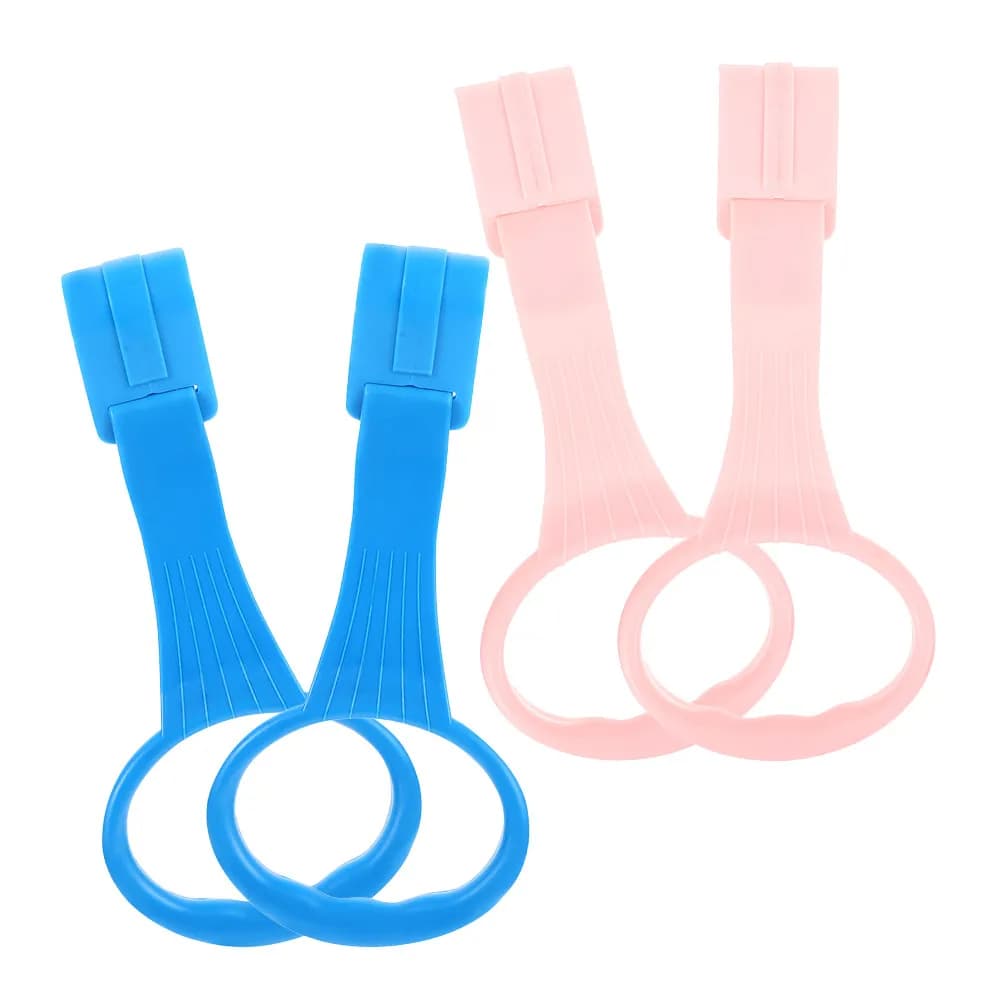2 Paia di Anelli di Sicurezza Rosa e Blu per Neonati, Supporto per Camminare, Maniglia per Bambini, Anelli di Sostegno per Lettino, Maniglie per Tirare per Bambini