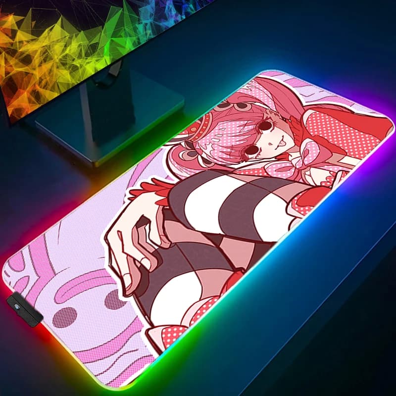 Tappetino per Mouse RGB 90x40cm One Piece Perona Accessori per Gaming Anime Tappetino LED per Tastiera e Scrivania Tappeto da Gioco Mousepad Retroilluminato