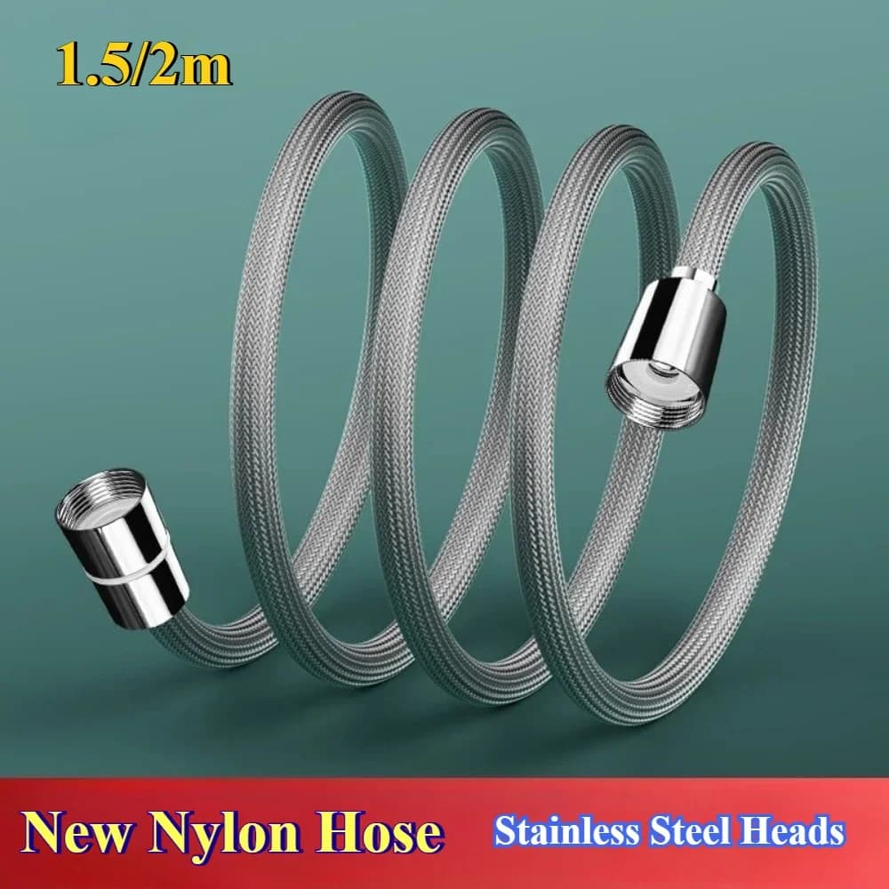 Flexible Nylon Bathtub Shower Hose Universal High Voltage Interface 1.5/2M Portable Anti Roll Shower Hose Water Pressure Heads for Irrigation