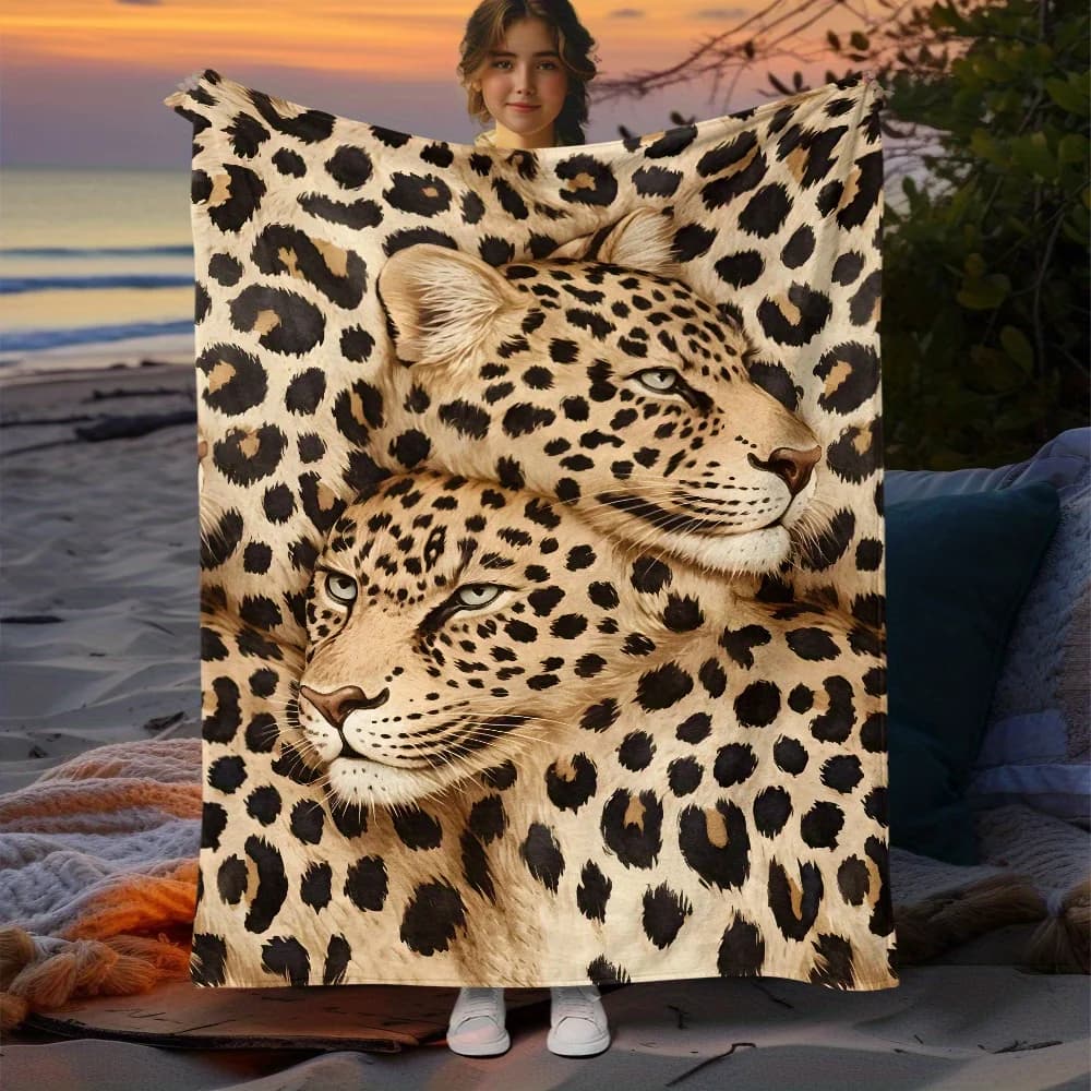 1P Leopards, Leopard Print, HD Printed Thin Blanket.Four Season Blankets Suitable for Sofas, Beds, Living Rooms, Travel, Camping, Soft and Nap Office Shawl Blankets, Air-conditioned Blankets, Bed Sheet Blankets, Camping Blankets, Gifts