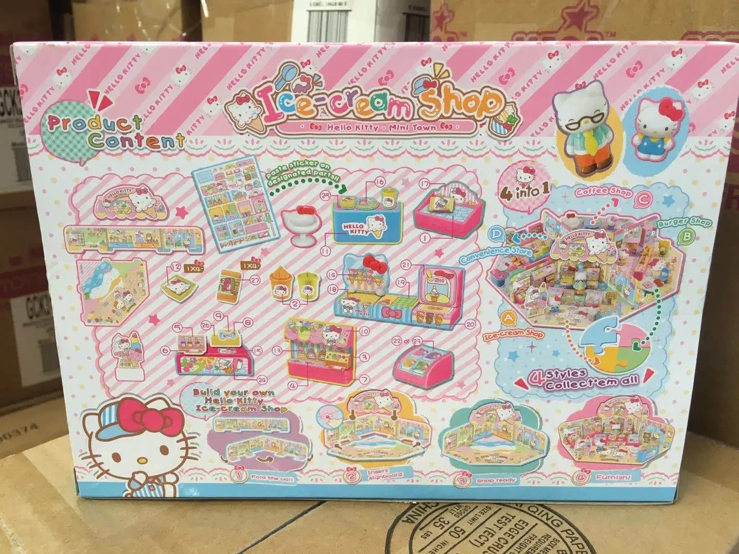 Sanrio Hello Kitty Mini Town Negozio di gelato Minimarket Fai finta di giocare a casa Vestito Giocattoli Regali Modello Ornamenti