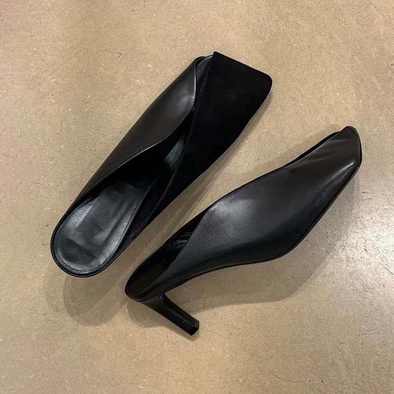 Square Toe Cut Out Mules Women Sandals 2026 Summer Closed Toe Outdoor Sexy Half Slippers Casual Black Office Lady Shoes