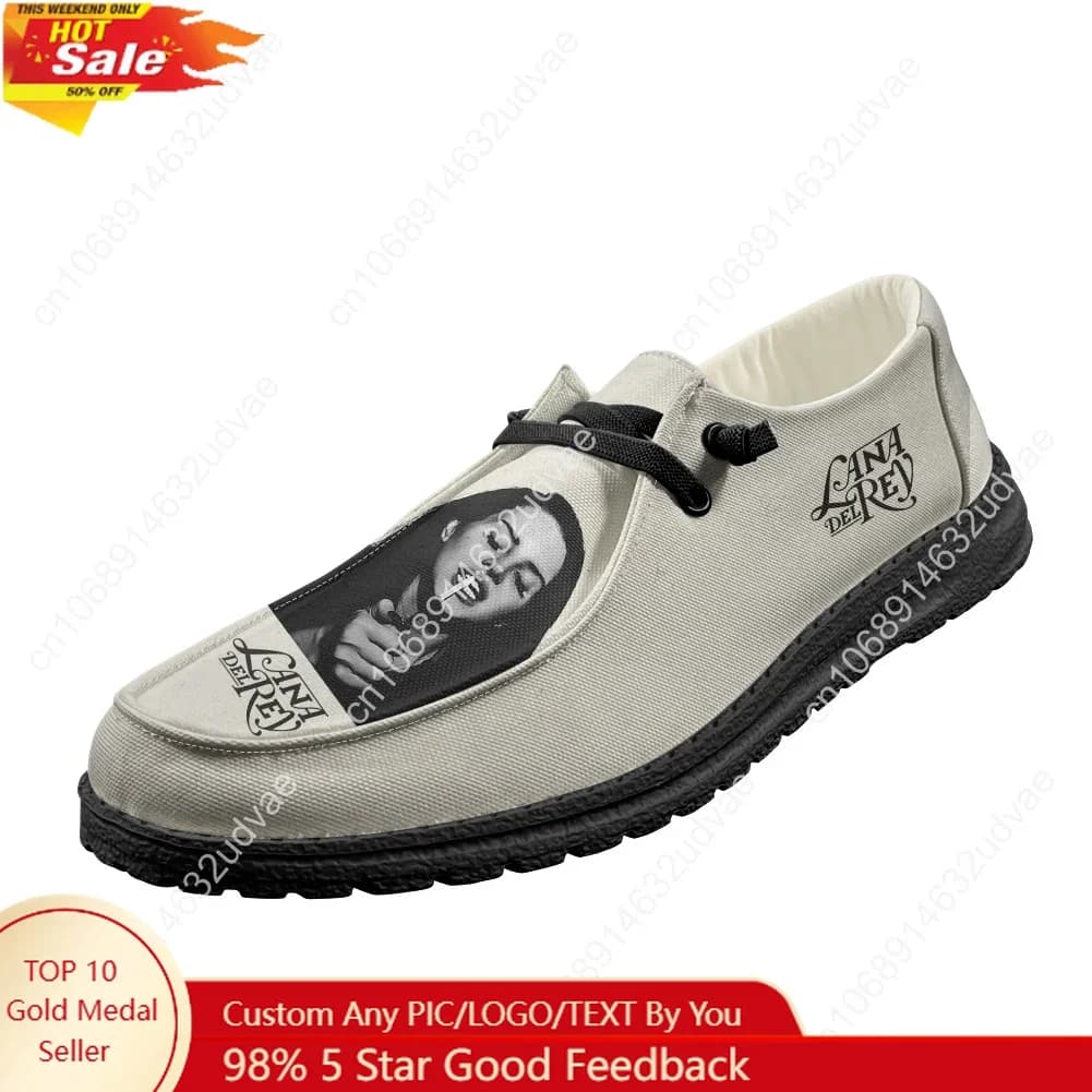 Mocassini Lana Del Rey Singer per Uomo Donna e Ragazzi, Scarpe Casual Durevoli Leggere e Piatte, Calzature per Esterno e Lavoro Quotidiano, Scarpe Personalizzate Nere