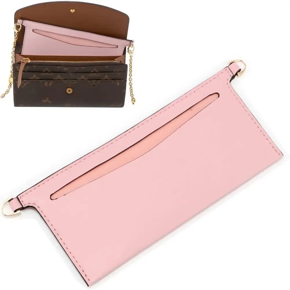Soft wallet insert for new chain strap with D rings PU bag insert for women's Organizer bag