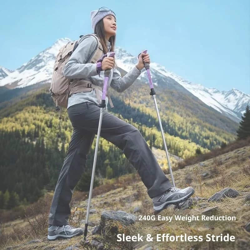 7075 Aluminum 5-Section Trekking Pole Folding Lightweight Hiking Stick Portable Non-slip for Outdoor Sports Women