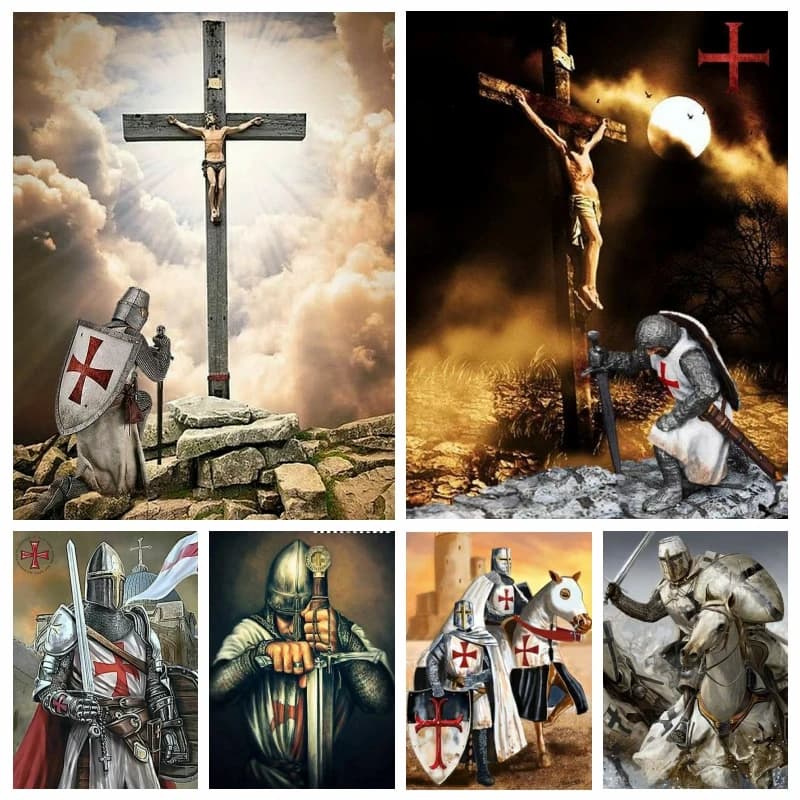 5d Cavaliere Templare Guerriero di Cristo Pittura Diamante Ricamo Armatura di Dio Punto Croce Mosaico Arte Della Parete Regalo Per La Decorazione Della Camera