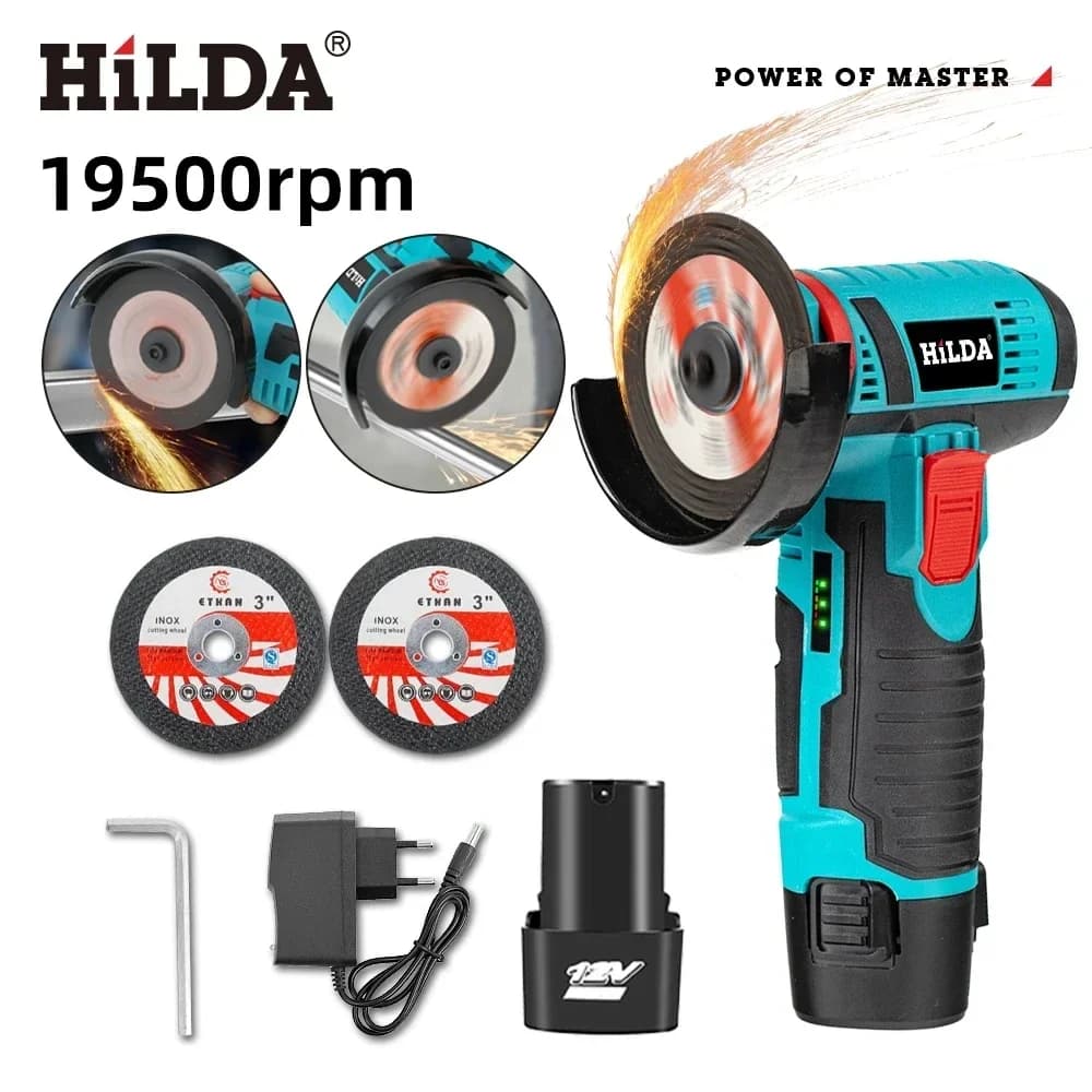 HILDA 12v Mini Smerigliatrice Angolare Spazzola di Riparazione Auto Motore Ricaricabile Per Il Taglio Diamanti Cordless Utensile Elettrico Lucidatura E Rettifica