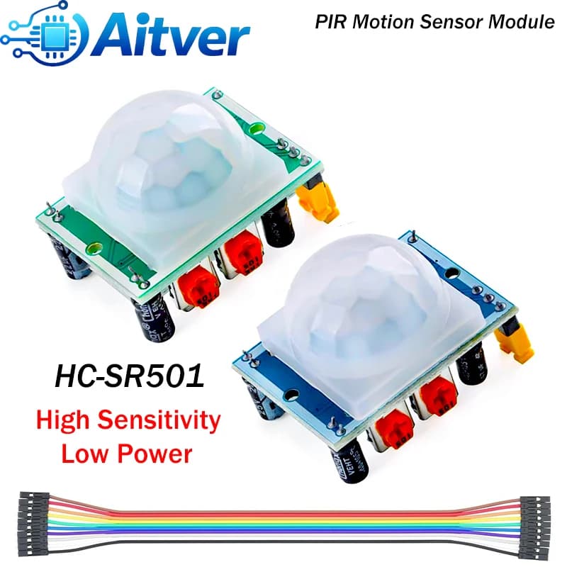 Modulo sensore di movimento PIR HC-SR501 con ponticelli Dupont Rivelatore a infrarossi regolabile per Arduino Raspberry Pi