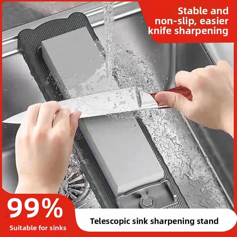 Plastic Kitchen Knife Holder, Stainless Steel Fixed Base, Adjustable Non-slip Sink Mount Brace for Home Use