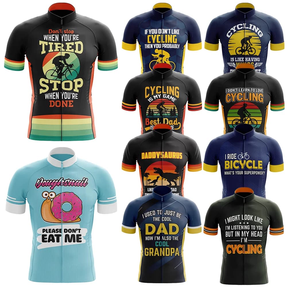 Stop When You're Made Men's Cycling Knits Shorts With Short Sleeved Breathable Suspenders Resistant 20D Gel Bearing, Mountain Bike Clothing