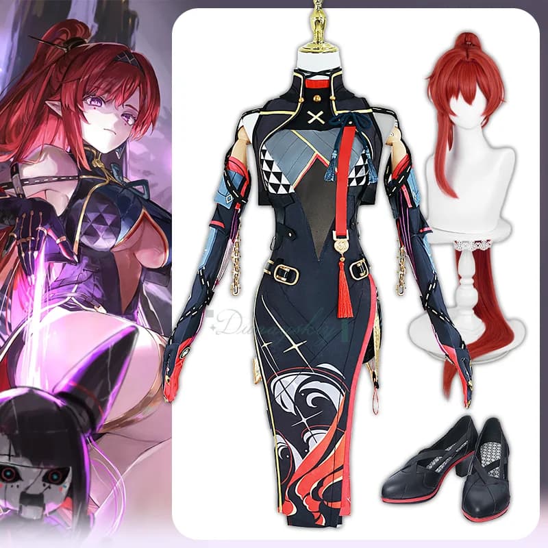 Wuthering Waves Yinlin Cheongsam Parrucca uniforme cosplay Donna Ragazza Vestito di carnevale di Halloween