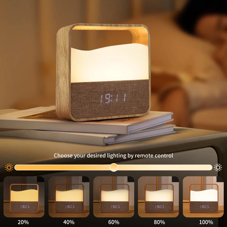 Luce notturna a LED Smart Touch con display Sveglia Bagliore morbido e più colori per bambini e adulti Aiuto perfetto per il sonno sul comodino