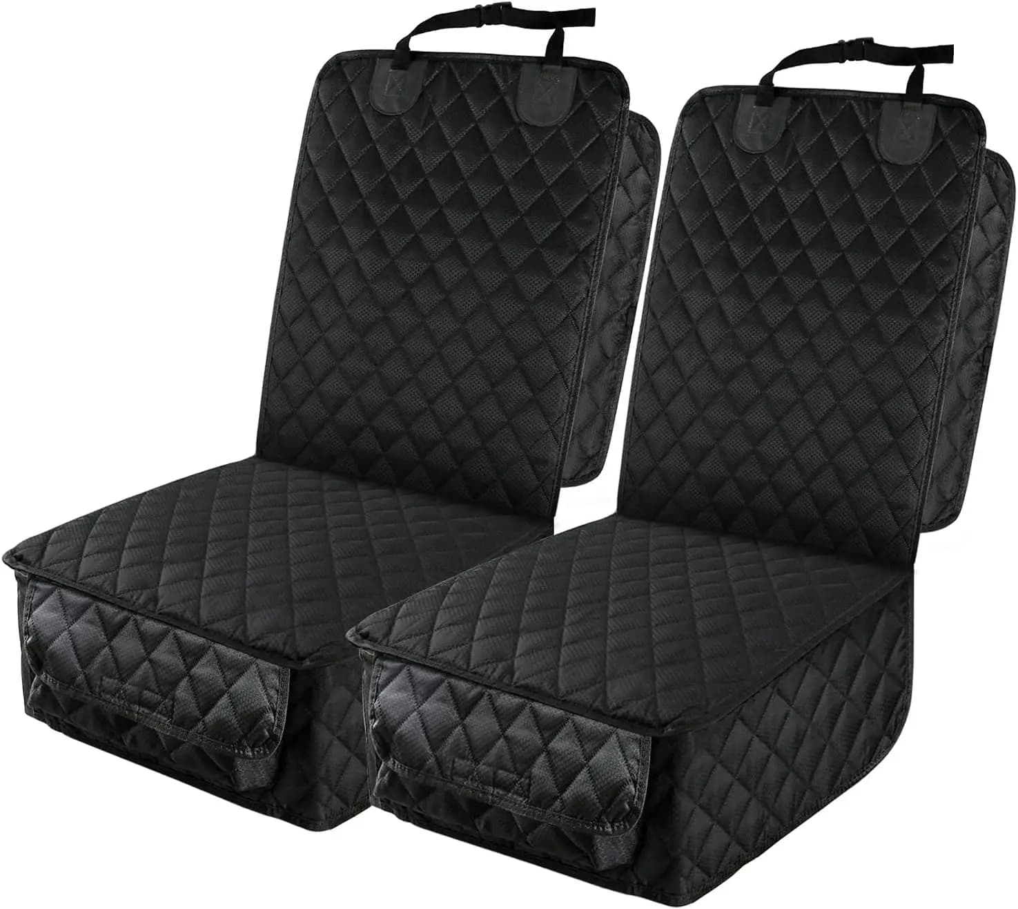 Front Covers Waterproof for Cars, Pack of 2 with Side Fins, Anti-slip and Anti-scratch for Cars, Trucks and SUVs, Black