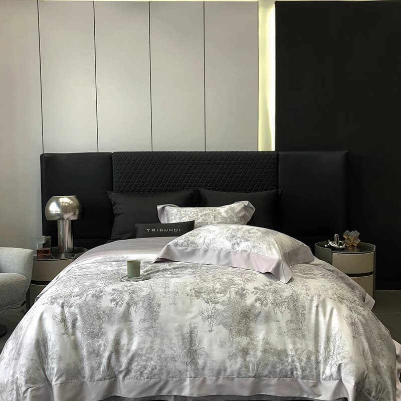 Premium Forest Ink Stampa digitale Copripiumino Lenzuolo Federe Set biancheria da letto in cotone 100% a fibra lunga Doppia Queen King 4 pezzi