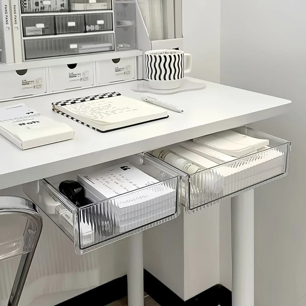 Organizer Trasparente da Scrivania, Contenitore da Parete per Cosmetici, Cancelleria, Ufficio, Studenti, Scrivania Computer, Casa