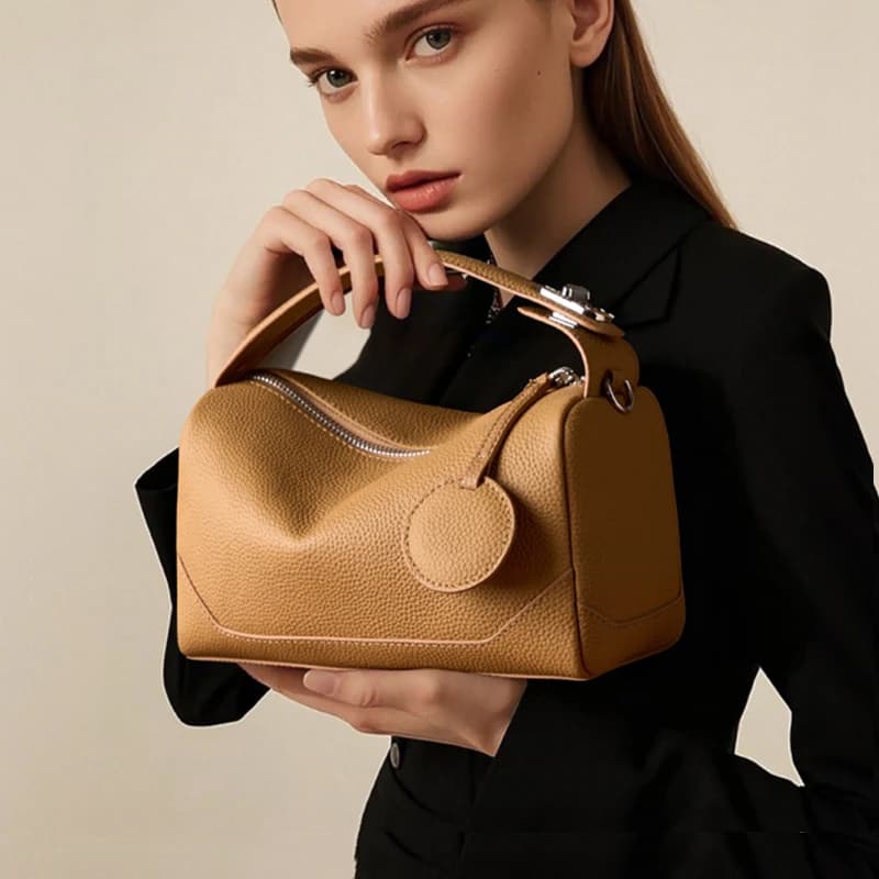 BURMINSA Borse Boston di Lusso in Vera Pelle da Donna 2026, Borse a Spalla e a Tracolla in Pelle Bovina con Manico Superiore, Borse da Ufficio da Donna