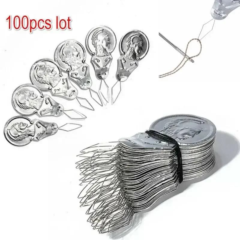 50/100Pcs Aluminum Sheet Threader Needle Punch Needle Sewing Accessories Simple To Use Durable Light Easy To Carry Fast Thread