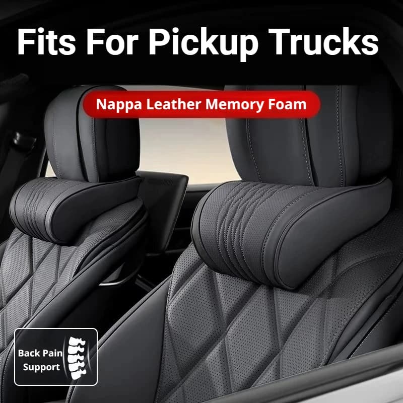 Nappa Leather Car Headrest Pillow 2 Pcs For Pickup Ford Ranger Toyota Hilux VW Amarok Ford F-150 Breathable Car Lumbar Support