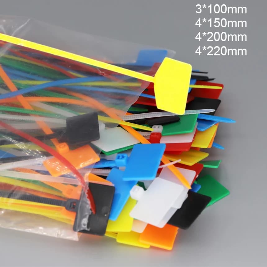 Fascette stringicavo in nylon nere da 3/4*100/150/200/220mm, con chiusura a zip, per organizzazione e identificazione cavi