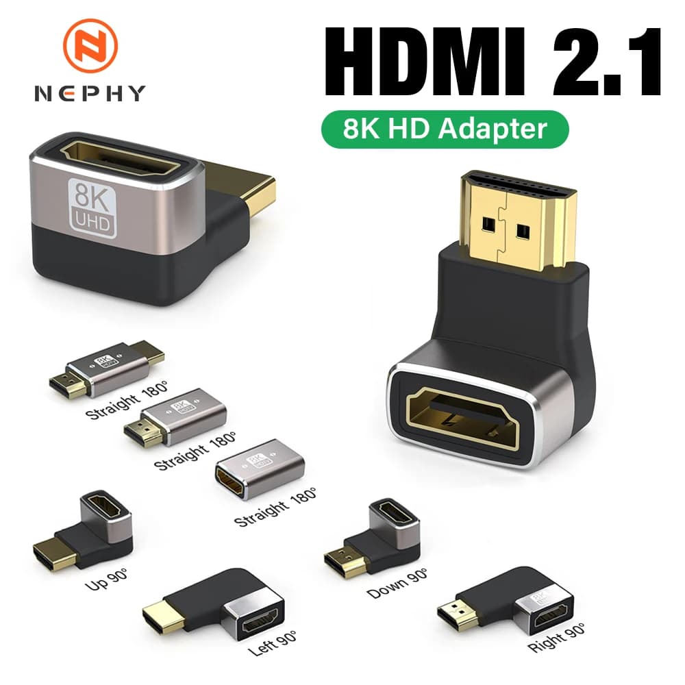 HDMI 2.1 8K male-female connector 90-degree extension HDMI 4K 8K for TV Stick PS4 PS5 Xbox PC portable