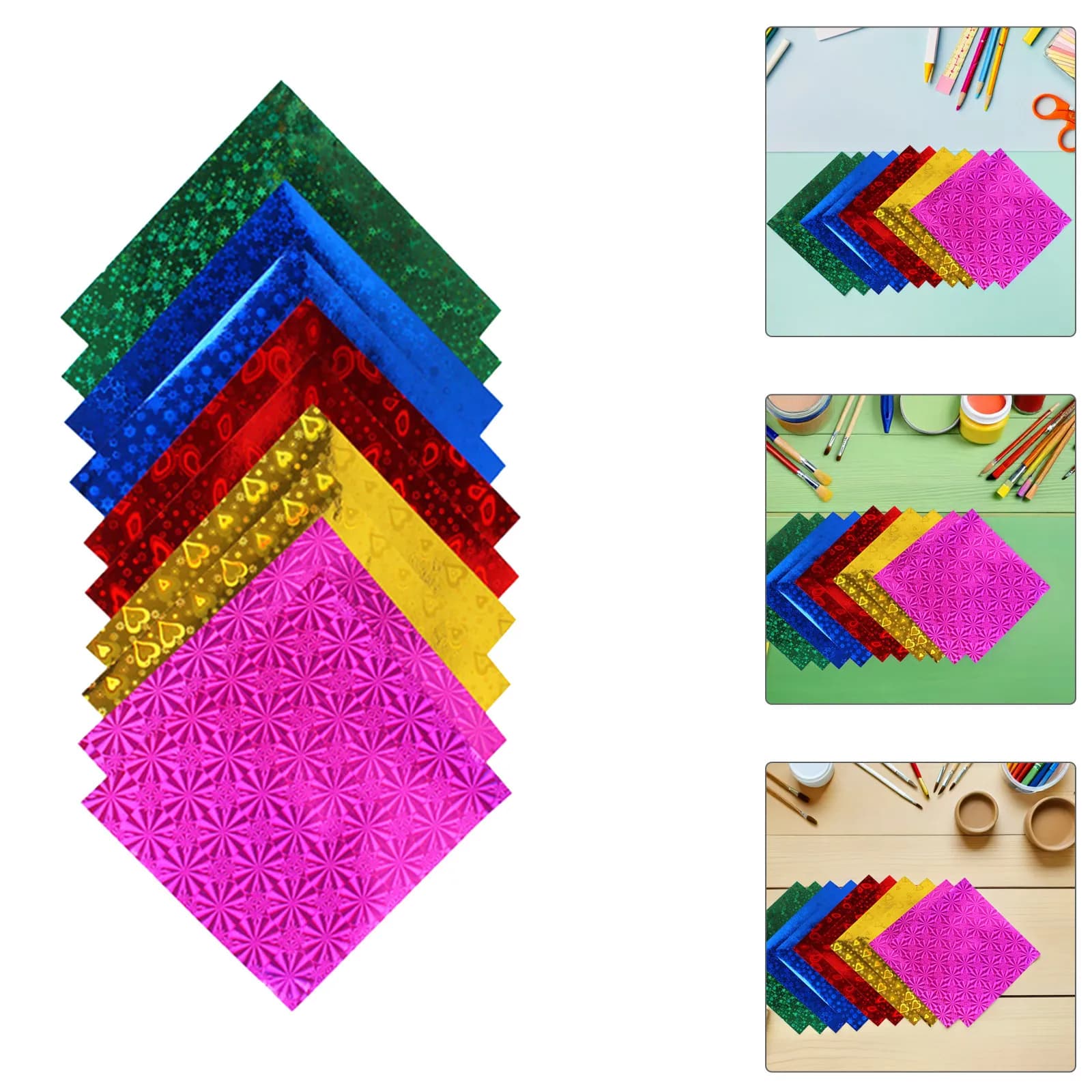 100Pcs Shiny Origami Paper Set for Kids Bright Folding Craft Paper Easy to Fold Not Tear DIY Handicrafts Christmas Party Home