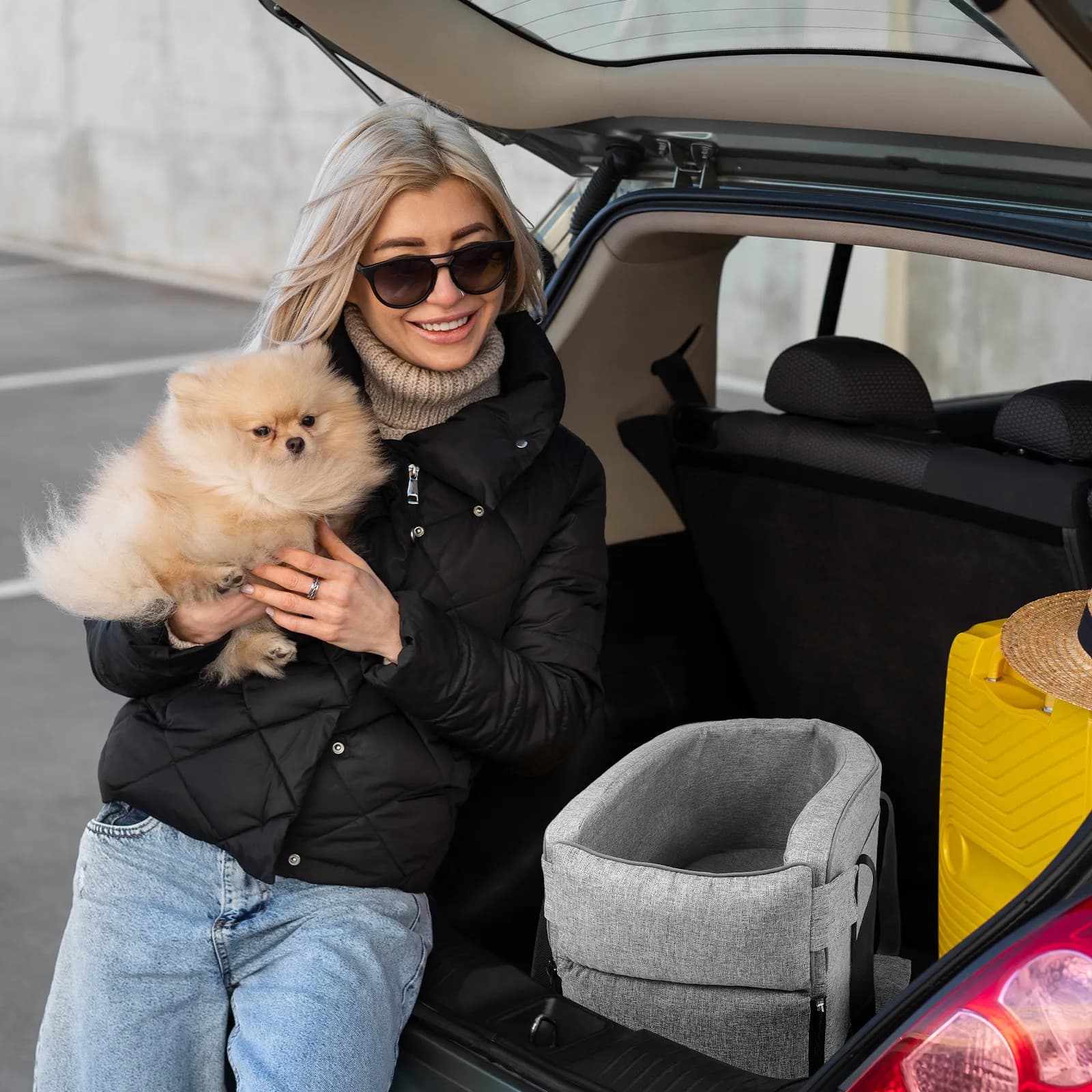 Sedile da Viaggio per Cani da Compagnia, Borsa a Tracolla per Cani Piccoli e Grandi, Sicura e Confortevole
