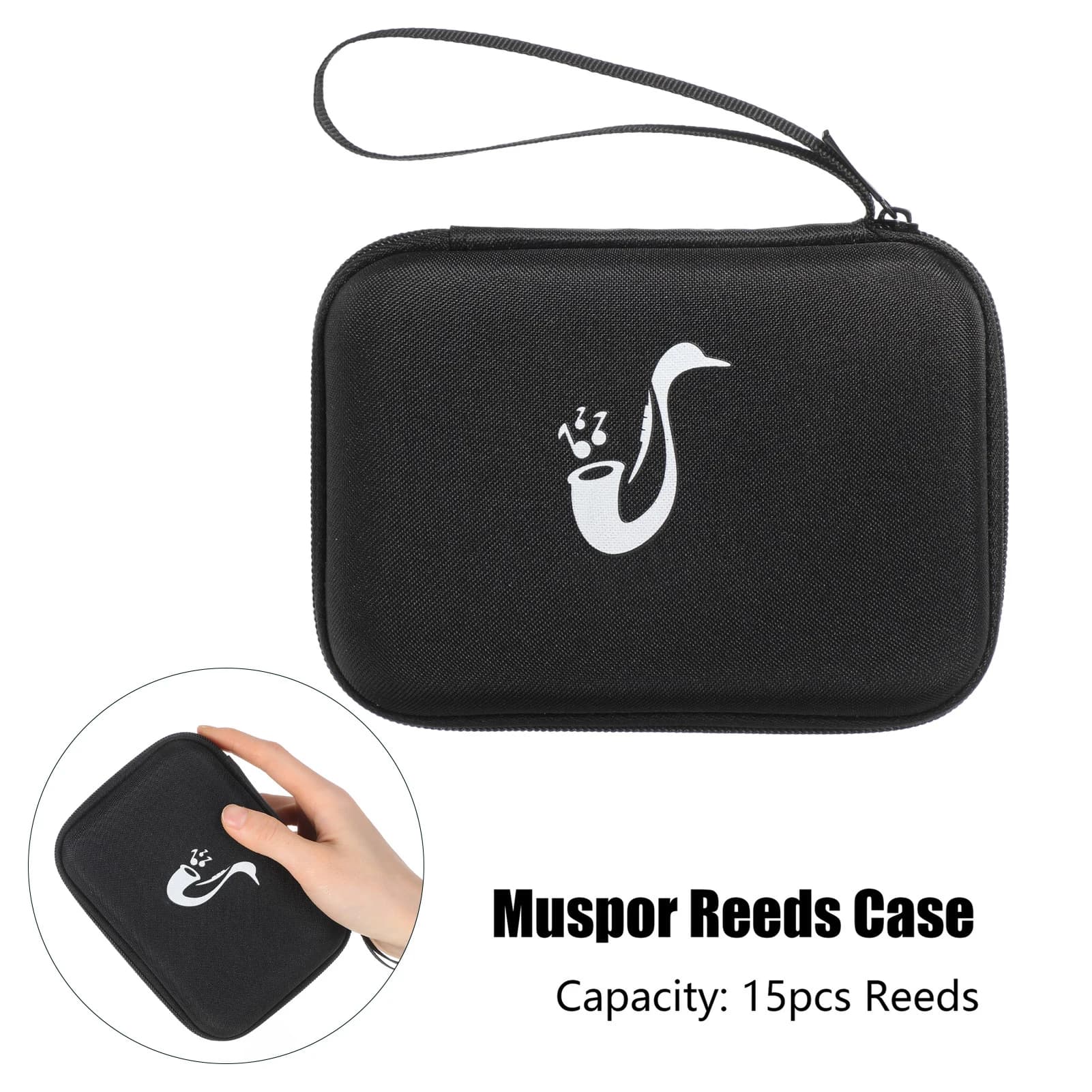 Reed Case Storage Bag Waterproof Saxophone Clarinet Reed Holder Pouch EVA Material Reed Protector for 15-Piece Capacity
