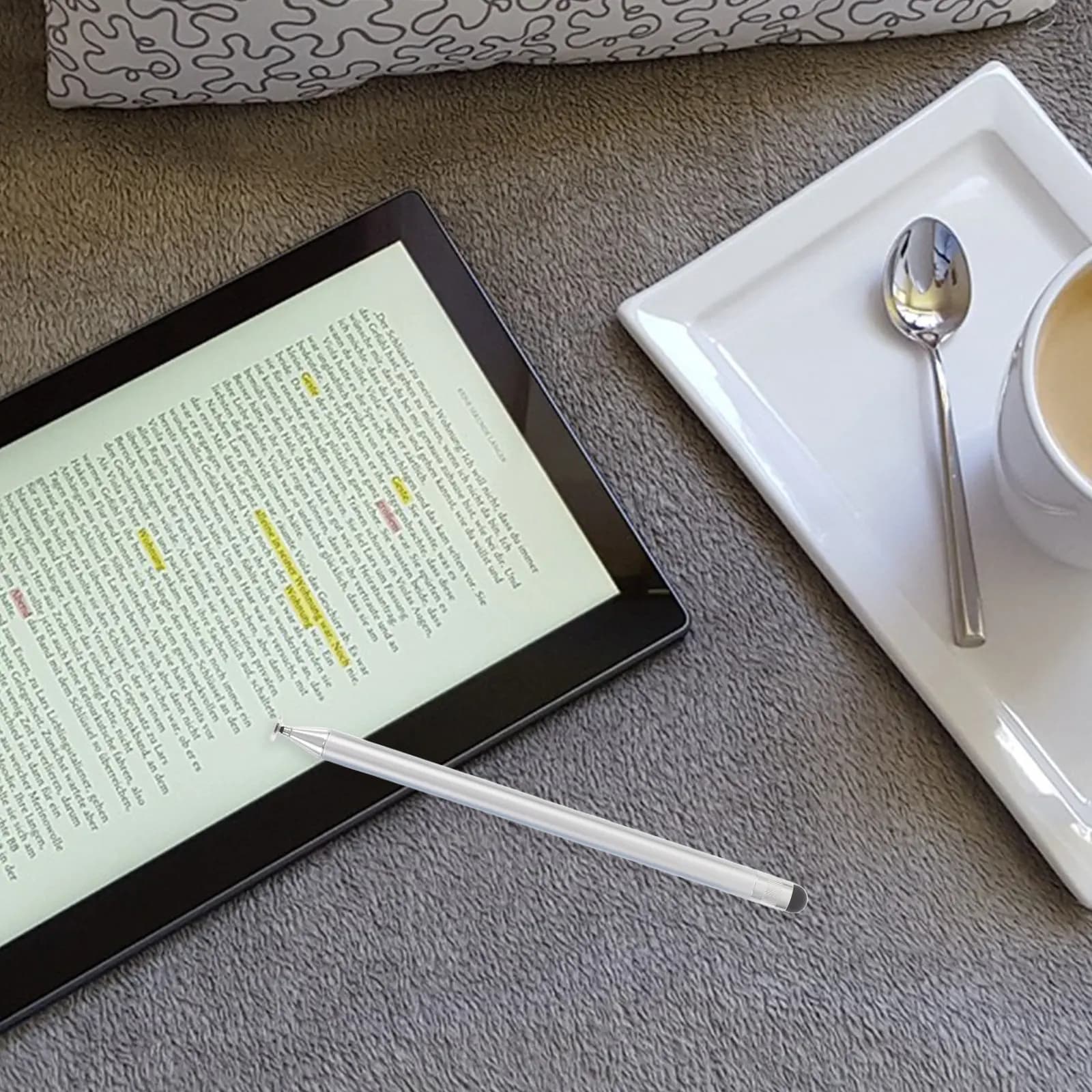 Penna stilo touchscreen da 5 pezzi, doppia punta, precisa e reattiva, impugnatura comoda per disegnare, scrivere, utilizzare tablet e telefoni