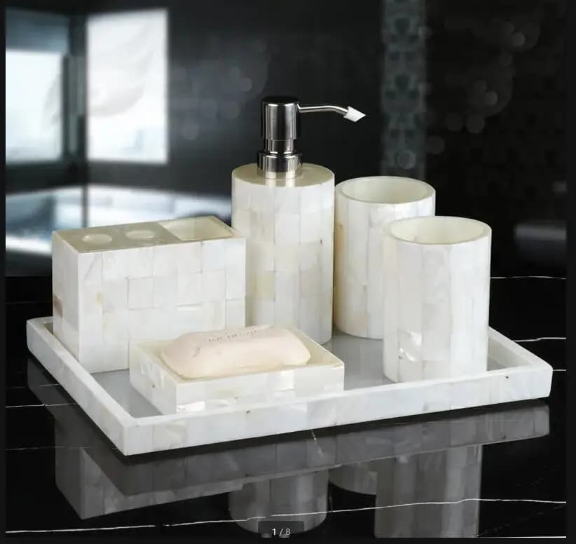 Set da bagno Lavaggio Articoli da toeletta Collutorio Tazza Bottiglia di lozione Portasapone Tampone di cotone Scatola Vassoio per fazzoletti