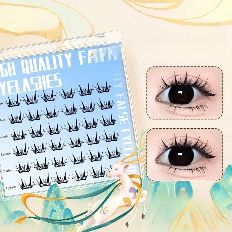 Self Adhesive Individual Eyelashes No Glue Needed Fluffy Cluster Eyelash Korean Fashion Manga Lash Extension for Daily Makeup