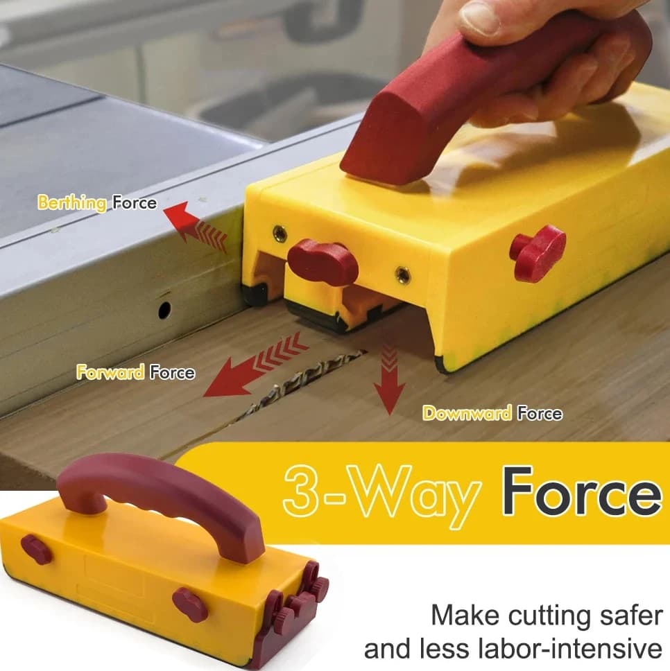 Blocco di Spinta Multifunzione per Lavorazione del Legno, Maniglia di Sicurezza per Seghe da Tavolo, Fresatrici e Seghe a Nastro per Tagli Sicuri e Controllati