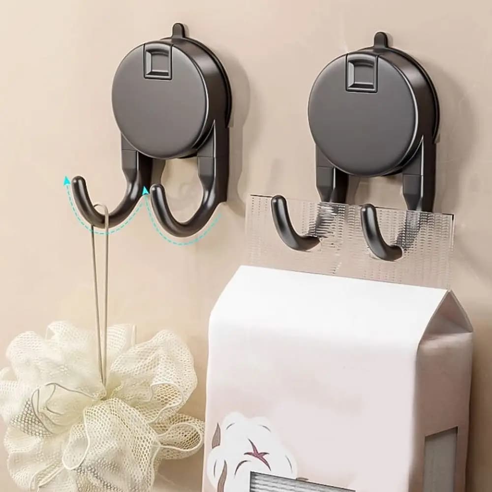 Ganci a ventosa in plastica da 2 pezzi Ganci doppi per asciugamani di carta impermeabili antitraccia Ganci portaoggetti da cucina salvaspazio rimovibili