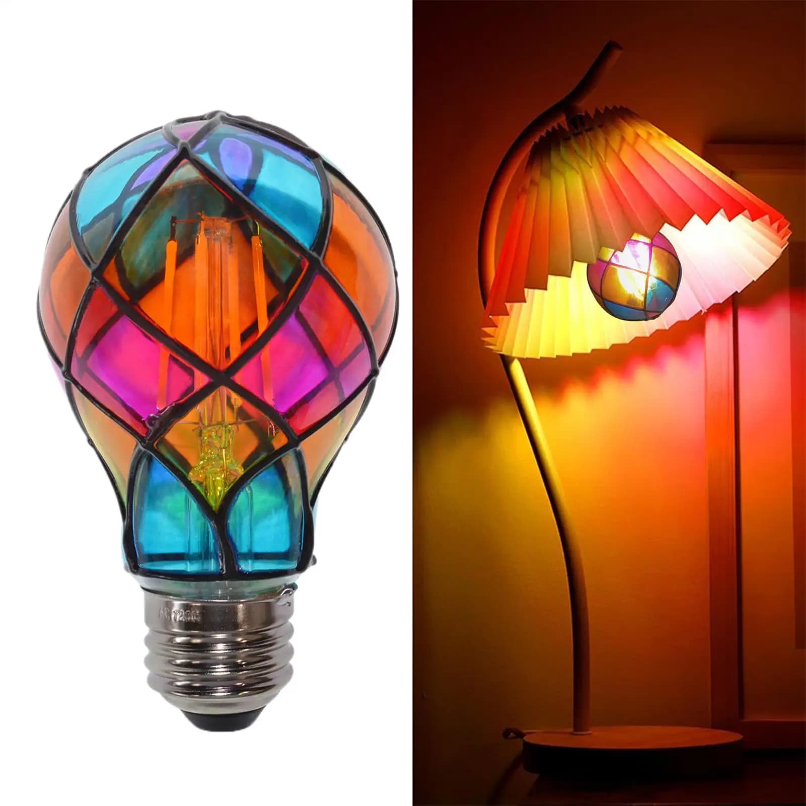 Lampadina LED in vetro colorato Base E26 4W 120V Lampadina LED Corloful Illuminazione romantica per la decorazione della festa di Natale di Halloween Lampada da comodino
