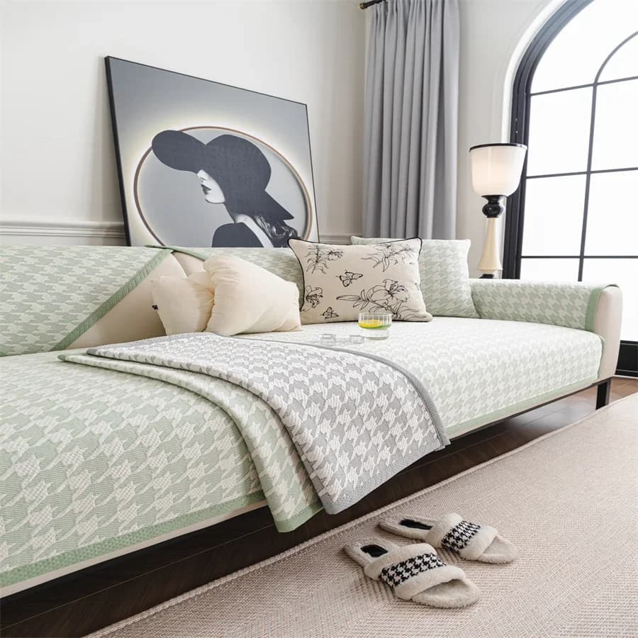 Fresh Ice Silk Sofa Cushion Summer Mat Non-slip Bearing 2025 Pure Luxury Summer White Sofa Cover