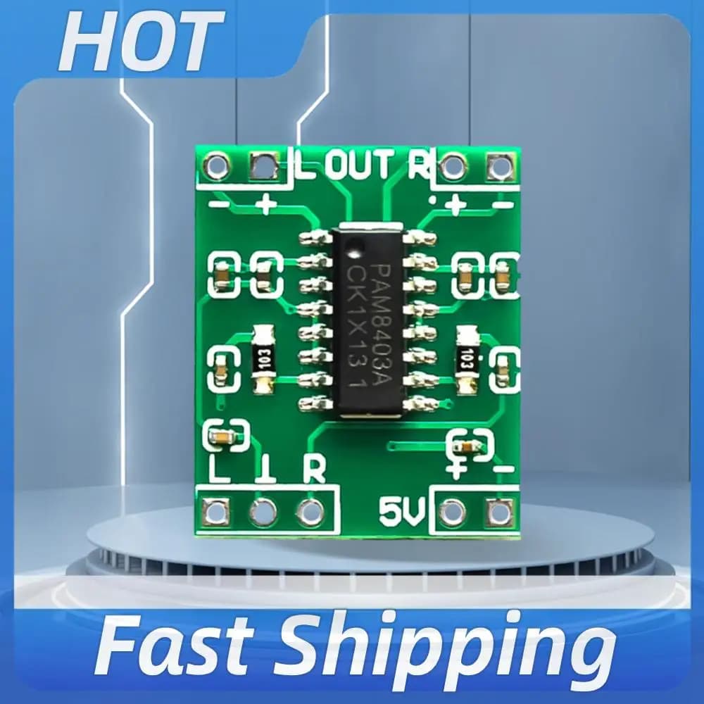 Modulo Amplificatore Audio Digitale PAM8403 2.5V-5.5V 2 Canali Super Mini Stereo 2x3W con Alimentazione USB per Arduino