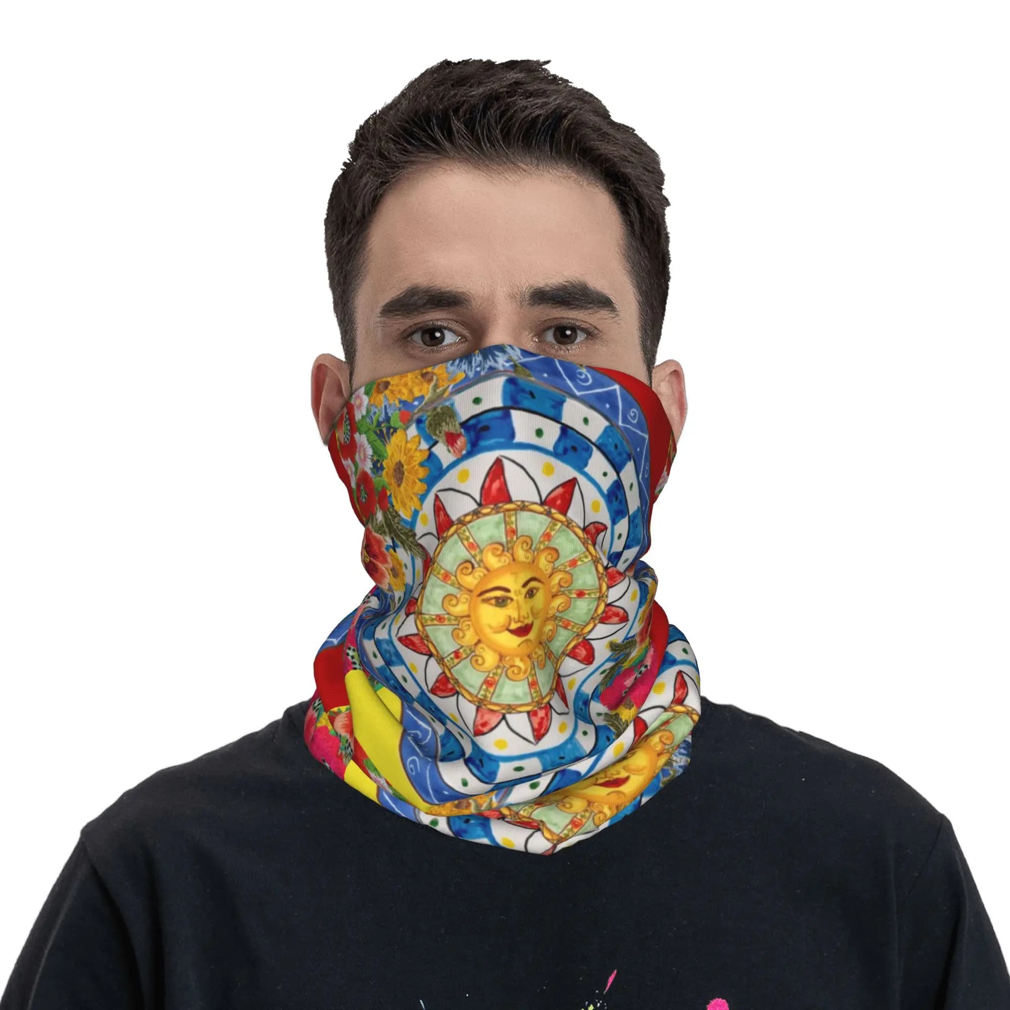 Sicilian Sicily Sun Bandana Neck Cover Printed Mask Scarf Face Mask Running for Men Women Adult Windproof