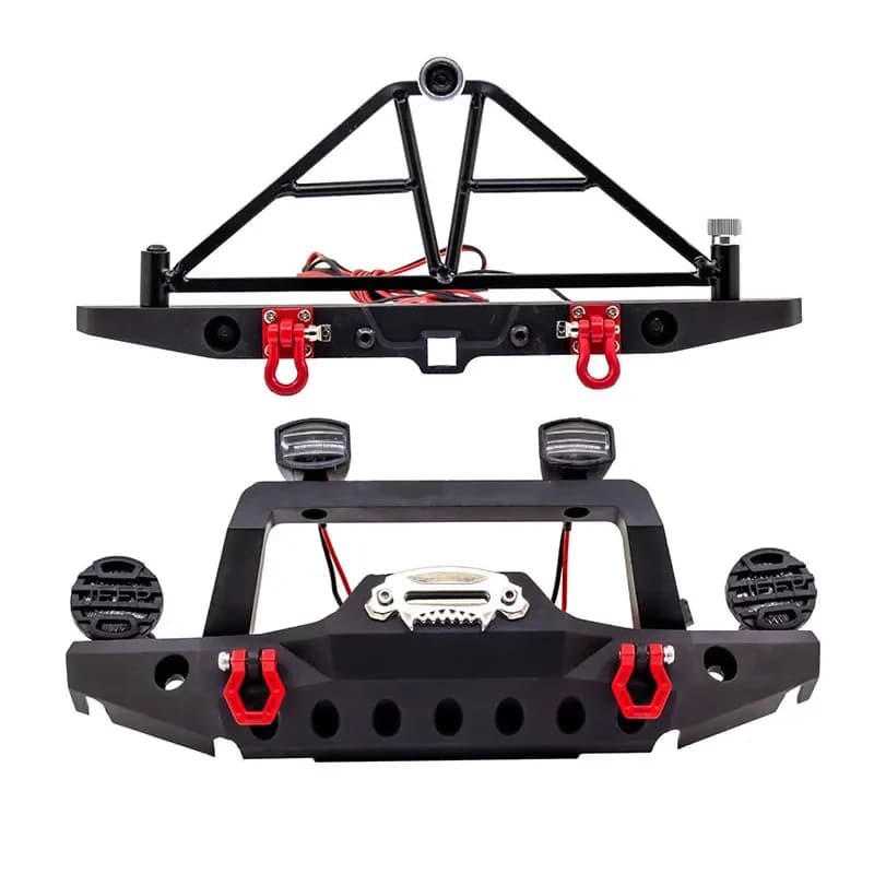 Paraurti anteriore posteriore in metallo per auto RC con luci a LED per SCX10 90046 per TRX4 Axial per SCX10 iii AX 103007 Parte cingolata RC 1/10