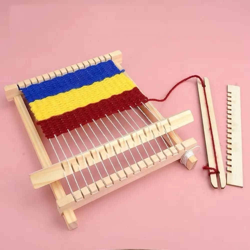 Telaio Kit Strumenti Fai da te Telaio per tessitura in legno Starter Kit Mini fai da te fatto in casa Telaio per tessitura in legno Macchina da cucire Giocattoli per la casa