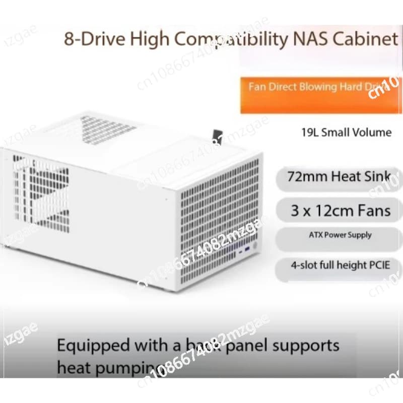 Chassis NAS B8 a 8 dischi ATX ad alta potenza, PCIe full-height nero, servizio di archiviazione Synology AIO