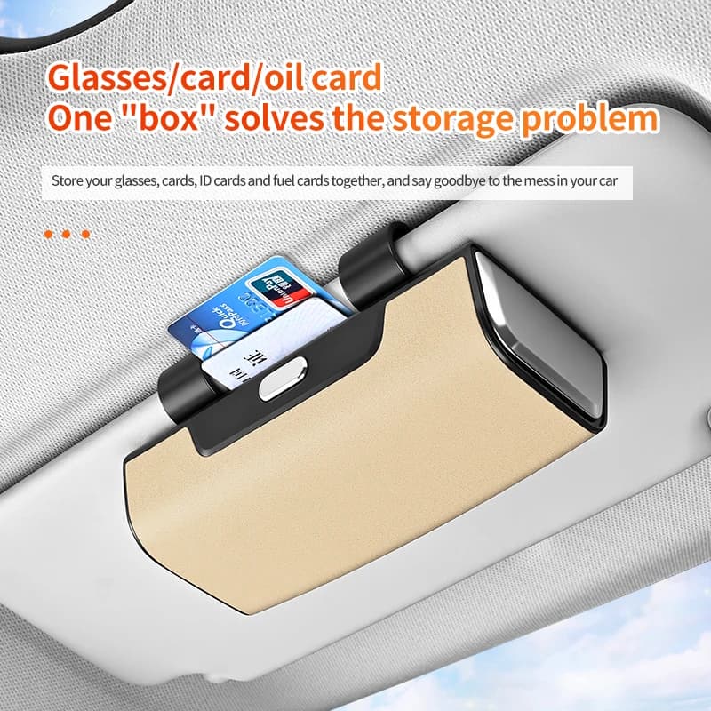 Custodia per occhiali in pelle scamosciata per auto, negli visiere per conducente e passeggeri dell'auto, scatola per clip per occhiali da sole, nella scatola per clip per occhiali da sole per auto