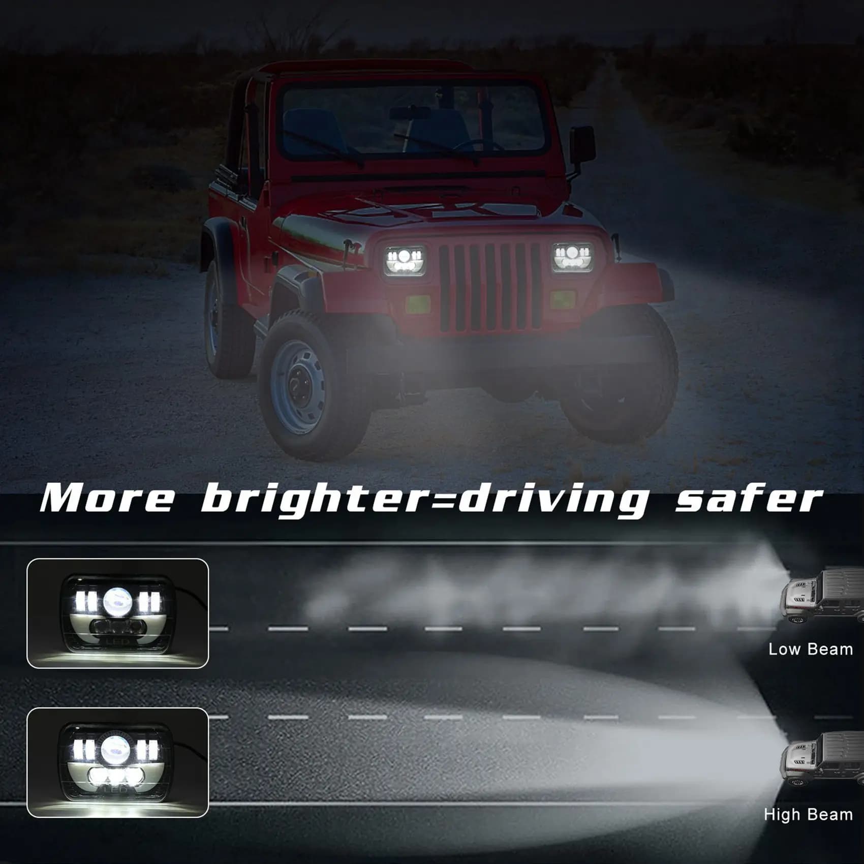 2X 7X6 5X7 120W Car Led Headlight Hi/Lo For Chevy Express Cargo Van 1500 2500 3500-T48C