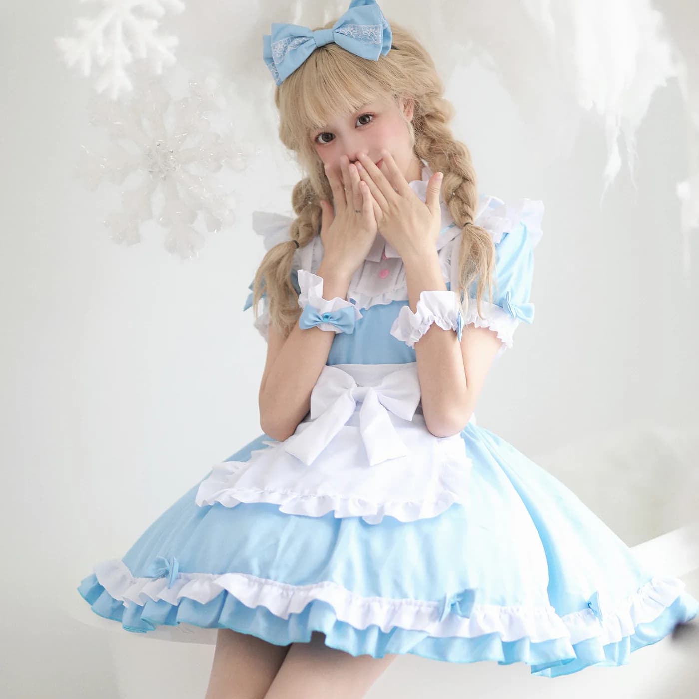 5XL Halloween COS Alice Maid Costume Big Brother Fake Mother Maid Dress Blue Performance Costume maniche rimovibili Plus Size