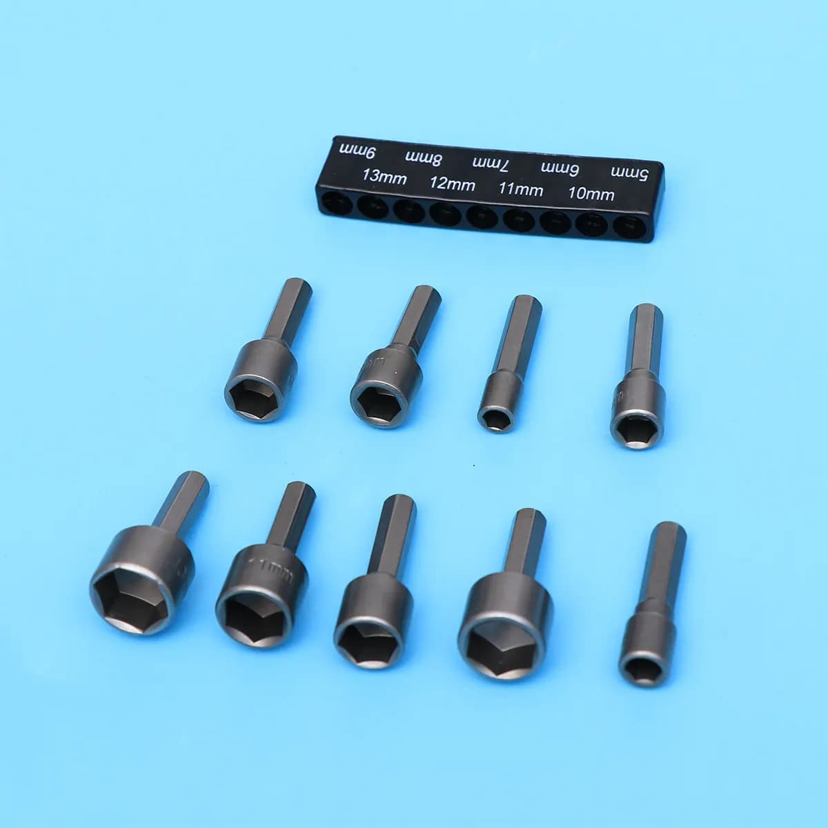Set di 9 Punte per Avvitatore in Acciaio al Cromo Vanadio, 5-13mm, con Attacco Esagonale per Trapano e Utensili Rotanti Senza Fili, per Fai-da-Te