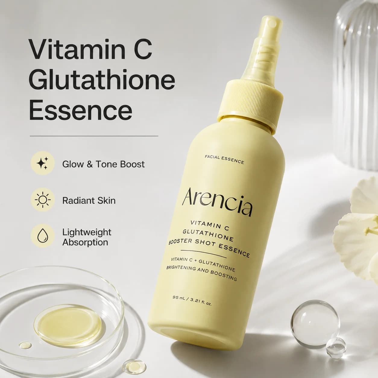 95ml Vitamin C Glutathione Essence Niacinamide Brightening Serum Dark Spot Uneven Tone Care Lightweight Facial Skin Beauty