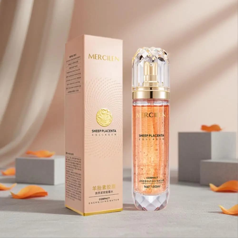 Essenza di Collagene con Placenta di Pecora 100ml, Tonico Illuminante e Rassodante Anti-Rughe, Idratante, Riduce le Linee Sottili, Essenza per il Viso