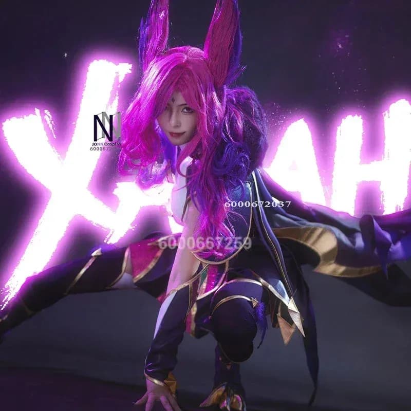 League of Legends Gioco Star Guardian Xayah Set di costumi cosplay per donna Vestito di Halloween con parrucca Abito da personaggio magica per ragazza